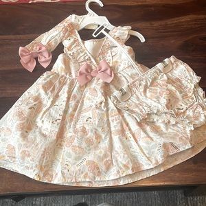24mos girl pink and gold floral dress